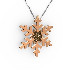 Vande Kar Tanesi Kolye - Dumanlı kuvars 18 ayar rose altın kolye (40 cm gümüş rolo zincir) #10933ev