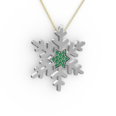 Vande Kar Tanesi Kolye - Yeşil kuvars 925 ayar gümüş kolye (40 cm altın rolo zincir) #11kyoi4