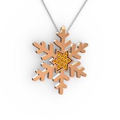 Vande Kar Tanesi Kolye - Sitrin 925 ayar rose altın kaplama gümüş kolye (40 cm gümüş rolo zincir) #12611w0