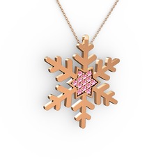 Pembe kuvars 925 ayar rose altın kaplama gümüş kolye (40 cm rose altın rolo zincir)