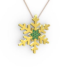Vande Kar Tanesi Kolye - Yeşil kuvars 925 ayar altın kaplama gümüş kolye (40 cm rose altın rolo zincir) #12btk65