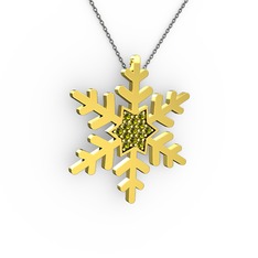 Vande Kar Tanesi Kolye - Peridot 8 ayar altın kolye (40 cm gümüş rolo zincir) #12jhpp2