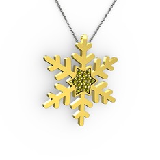 Peridot 8 ayar altın kolye (40 cm gümüş rolo zincir)