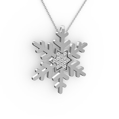 Vande Kar Tanesi Kolye - Beyaz zirkon 14 ayar beyaz altın kolye (40 cm beyaz altın rolo zincir) #14keasa