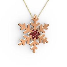 Vande Kar Tanesi Kolye - Garnet 8 ayar rose altın kolye (40 cm altın rolo zincir) #14mdwox