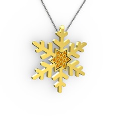 Vande Kar Tanesi Kolye - Sitrin 18 ayar altın kolye (40 cm gümüş rolo zincir) #168v3a5