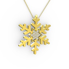 Vande Kar Tanesi Kolye - Beyaz zirkon 14 ayar altın kolye (40 cm altın rolo zincir) #16fe2g4