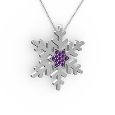 Vande Kar Tanesi Kolye - Ametist 925 ayar gümüş kolye (40 cm gümüş rolo zincir) #16mkric