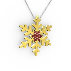 Vande Kar Tanesi Kolye - Rodolit garnet 14 ayar altın kolye (40 cm beyaz altın rolo zincir) #16xx1u0