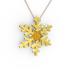 Vande Kar Tanesi Kolye - Sitrin 14 ayar altın kolye (40 cm gümüş rolo zincir) #17sev96