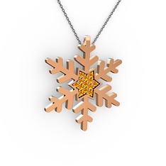 Vande Kar Tanesi Kolye - Sitrin 925 ayar rose altın kaplama gümüş kolye (40 cm gümüş rolo zincir) #17x9yn7