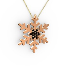 Vande Kar Tanesi Kolye - Siyah zirkon 18 ayar rose altın kolye (40 cm altın rolo zincir) #18haui6