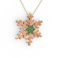 Yeşil kuvars 18 ayar rose altın kolye (40 cm altın rolo zincir)