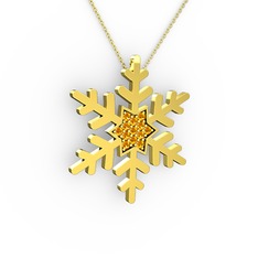 Vande Kar Tanesi Kolye - Sitrin 18 ayar altın kolye (40 cm altın rolo zincir) #1cpvmau