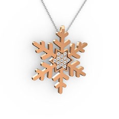 Vande Kar Tanesi Kolye - Pırlanta 14 ayar rose altın kolye (0.195 karat, 40 cm beyaz altın rolo zincir) #1dlacx