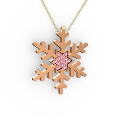 Pembe kuvars 14 ayar rose altın kolye (40 cm altın rolo zincir)