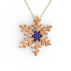 Vande Kar Tanesi Kolye - Lab safir 14 ayar rose altın kolye (40 cm altın rolo zincir) #1j3xfdc
