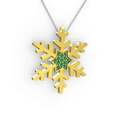 Vande Kar Tanesi Kolye - Yeşil kuvars 8 ayar altın kolye (40 cm beyaz altın rolo zincir) #1jg2cxq