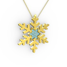 Vande Kar Tanesi Kolye - Akuamarin 18 ayar altın kolye (40 cm altın rolo zincir) #1lngzkf