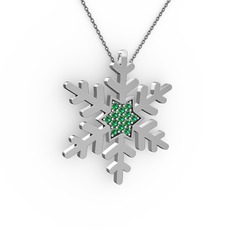 Vande Kar Tanesi Kolye - Yeşil kuvars 18 ayar beyaz altın kolye (40 cm gümüş rolo zincir) #1mgs96v