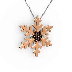 Vande Kar Tanesi Kolye - Siyah zirkon 14 ayar rose altın kolye (40 cm gümüş rolo zincir) #1miftg