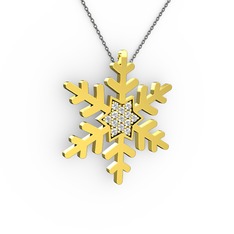 Vande Kar Tanesi Kolye - Beyaz zirkon 14 ayar altın kolye (40 cm gümüş rolo zincir) #1mlo6kb
