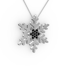 Vande Kar Tanesi Kolye - Siyah zirkon 925 ayar gümüş kolye (40 cm beyaz altın rolo zincir) #1oqc1xg