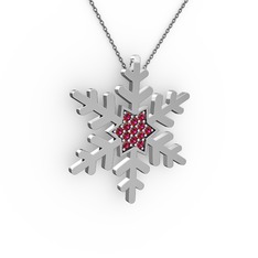 Vande Kar Tanesi Kolye - Rodolit garnet 18 ayar beyaz altın kolye (40 cm gümüş rolo zincir) #1ql3y0y