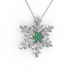 Vande Kar Tanesi Kolye - Yeşil kuvars 925 ayar gümüş kolye (40 cm beyaz altın rolo zincir) #1r1wg20