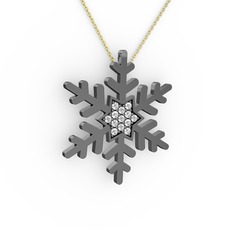 Vande Kar Tanesi Kolye - Swarovski 925 ayar siyah rodyum kaplama gümüş kolye (40 cm altın rolo zincir) #1rg50mg