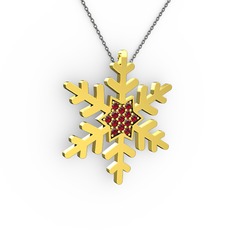 Vande Kar Tanesi Kolye - Garnet 925 ayar altın kaplama gümüş kolye (40 cm gümüş rolo zincir) #1rhbksd