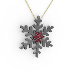 Garnet 925 ayar siyah rodyum kaplama gümüş kolye (40 cm altın rolo zincir)