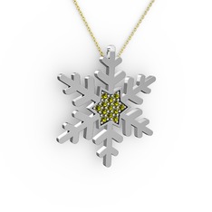 Vande Kar Tanesi Kolye - Peridot 18 ayar beyaz altın kolye (40 cm altın rolo zincir) #1siihmh