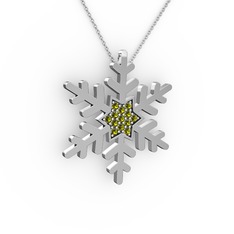 Vande Kar Tanesi Kolye - Peridot 14 ayar beyaz altın kolye (40 cm beyaz altın rolo zincir) #1suspv