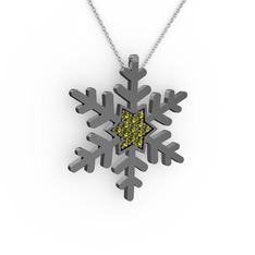 Vande Kar Tanesi Kolye - Peridot 925 ayar siyah rodyum kaplama gümüş kolye (40 cm gümüş rolo zincir) #1t09qi