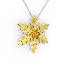 Vande Kar Tanesi Kolye - Sitrin 8 ayar altın kolye (40 cm beyaz altın rolo zincir) #1tc7p8m