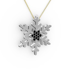 Vande Kar Tanesi Kolye - Siyah zirkon 8 ayar beyaz altın kolye (40 cm altın rolo zincir) #1ua1lq1