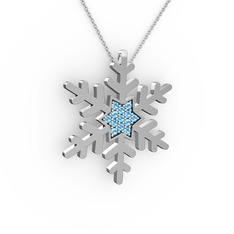 Vande Kar Tanesi Kolye - Akuamarin 8 ayar beyaz altın kolye (40 cm beyaz altın rolo zincir) #1uk2ml8