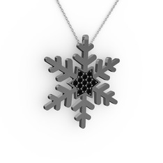 Vande Kar Tanesi Kolye - Siyah zirkon 925 ayar siyah rodyum kaplama gümüş kolye (40 cm gümüş rolo zincir) #1wuy83q