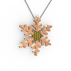 Peridot 14 ayar rose altın kolye (40 cm gümüş rolo zincir)