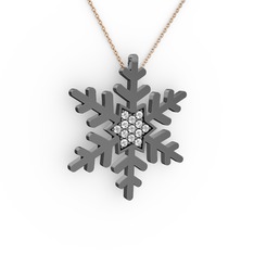 Vande Kar Tanesi Kolye - Swarovski 925 ayar siyah rodyum kaplama gümüş kolye (40 cm rose altın rolo zincir) #1xwtcmd