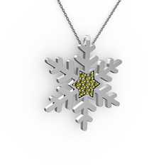 Vande Kar Tanesi Kolye - Peridot 8 ayar beyaz altın kolye (40 cm gümüş rolo zincir) #1ym3c9l