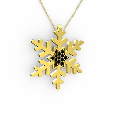 Vande Kar Tanesi Kolye - Siyah zirkon 18 ayar altın kolye (40 cm gümüş rolo zincir) #1yod926