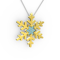 Vande Kar Tanesi Kolye - Akuamarin 14 ayar altın kolye (40 cm beyaz altın rolo zincir) #2043fe