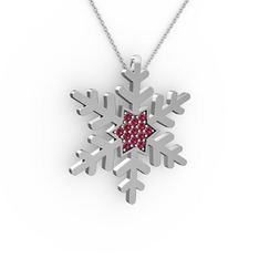 Vande Kar Tanesi Kolye - Rodolit garnet 14 ayar beyaz altın kolye (40 cm beyaz altın rolo zincir) #25vgfy