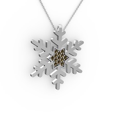 Vande Kar Tanesi Kolye - Dumanlı kuvars 18 ayar beyaz altın kolye (40 cm gümüş rolo zincir) #43eyaj