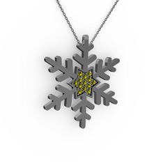 Vande Kar Tanesi Kolye - Peridot 925 ayar siyah rodyum kaplama gümüş kolye (40 cm gümüş rolo zincir) #4seqt5