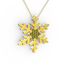 Vande Kar Tanesi Kolye - Peridot 925 ayar altın kaplama gümüş kolye (40 cm altın rolo zincir) #5efwju
