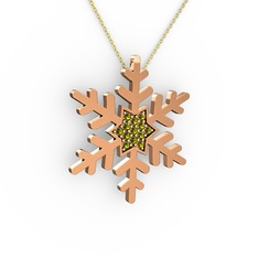 Peridot 14 ayar rose altın kolye (40 cm altın rolo zincir)