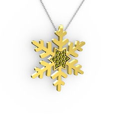 Vande Kar Tanesi Kolye - Peridot 8 ayar altın kolye (40 cm beyaz altın rolo zincir) #67oukz